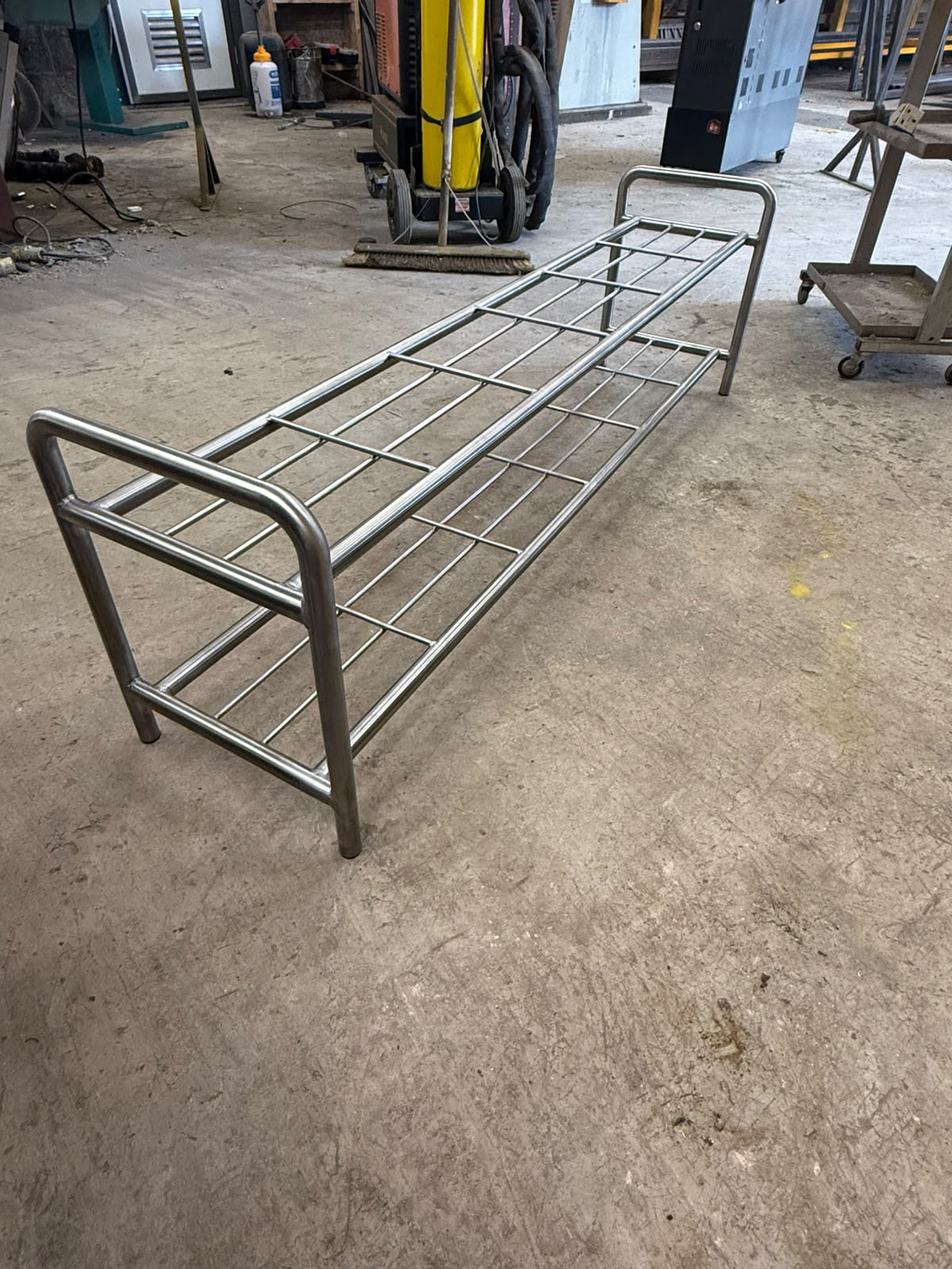 Fabricated stainless steel storage rack